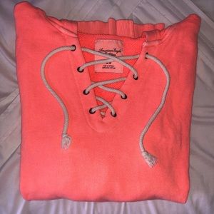 American Eagle Neon Coral Boho Sweatshirt